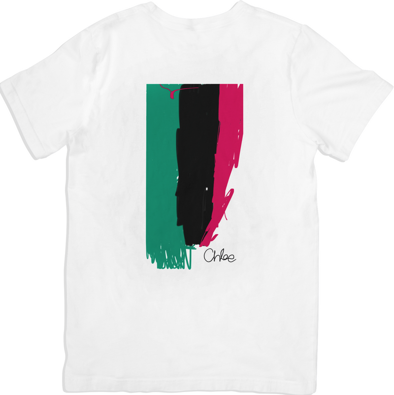 Celebrate the holidays with this vibrant Santa Claus t-shirt featuring unique hand-drawn artwork by Chloe. Bold, colorful design perfect for Christmas festivities and everyday creative expression.